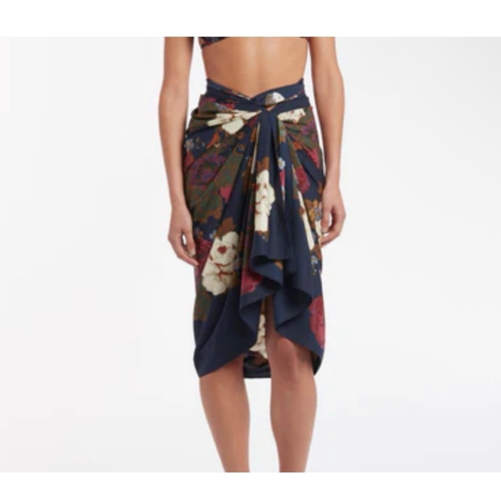 SIR the label Floral Swim Sarong - Navy and Multicolor